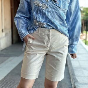 Lafayette 148 Ivory Cotton-Blend Shorts Size 2‎ Pockets